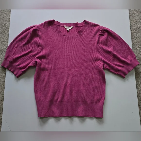 Terra & Sky Ribbed Knit Puff Sleeve Sweaters in Blue and Fuscia 1X 16W-18W - Picture 2 of 4